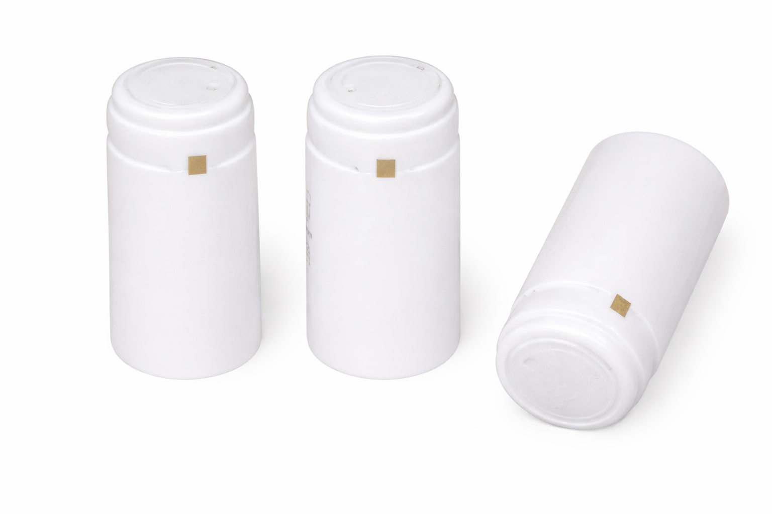 Universalūs termiškai susitraukiantys dangteliai. Baltos spalvos su nuplėšimo juostele