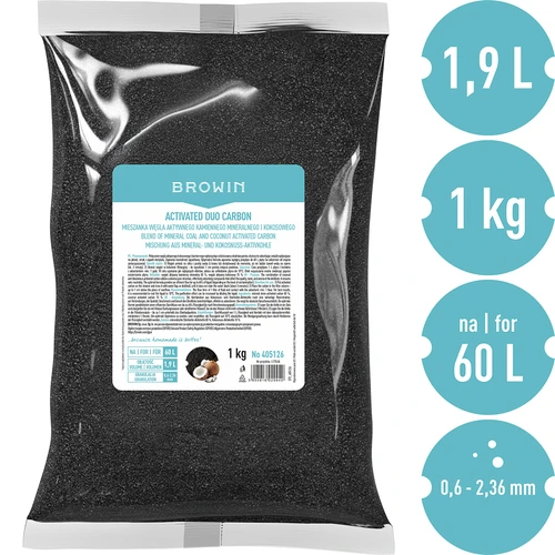 aktyvinta kokosų anglis, 1 kg, iki 60 l